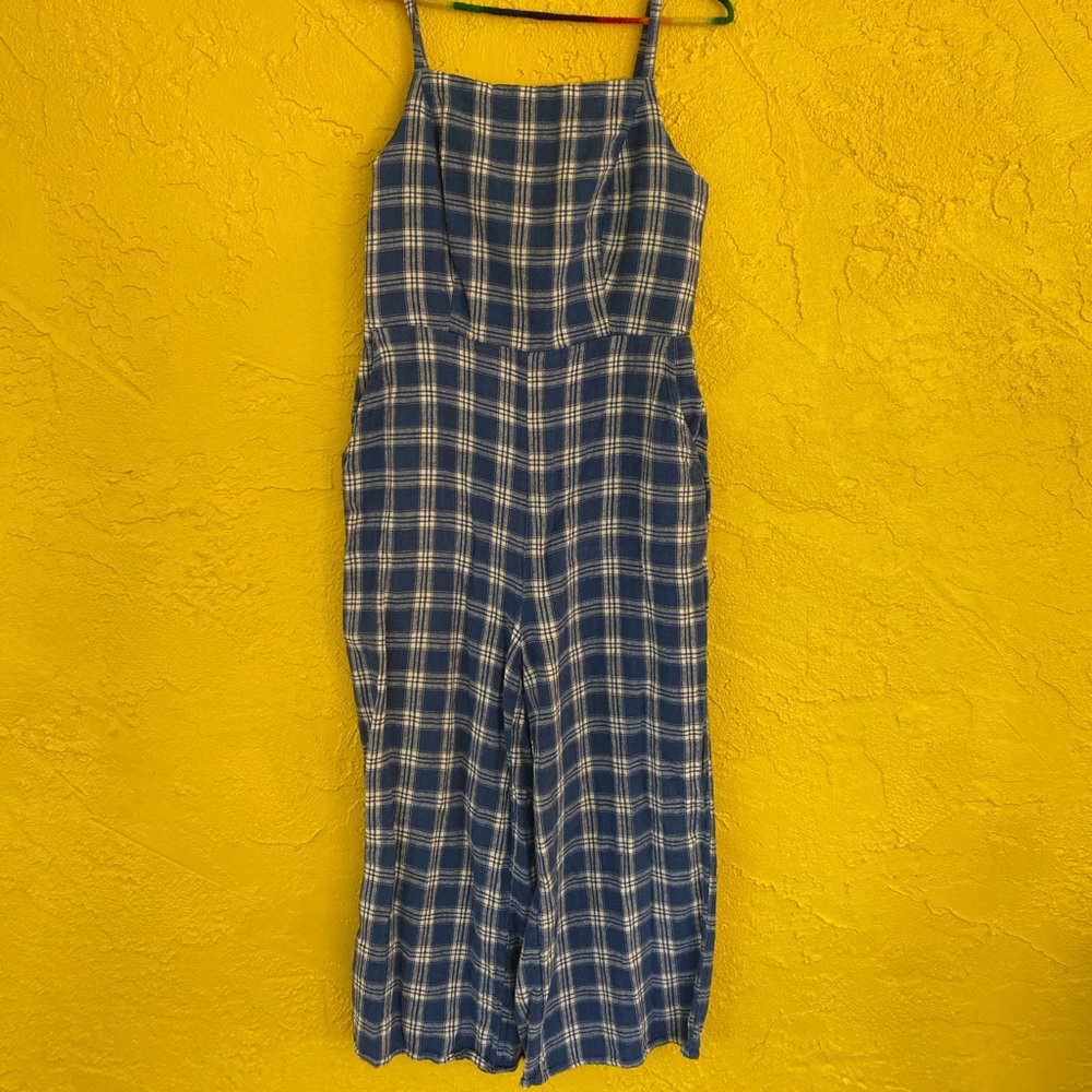 Blue and white romper